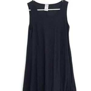 leeveless Knit Dress Solid Black Round Neck Short Mini Shift
